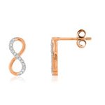 Boucles d'oreilles or rose 375 diamants - vue 1