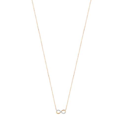 Collier or 375 rose 2 tons infini diamants 42 cm