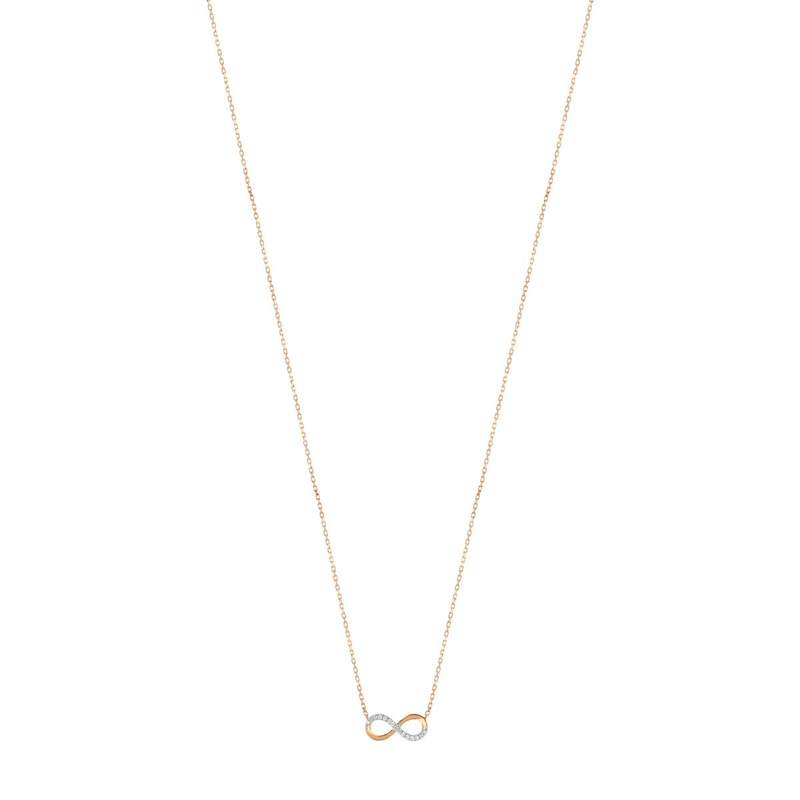 Collier or 375 rose 2 tons infini diamants 42 cm - vue 1