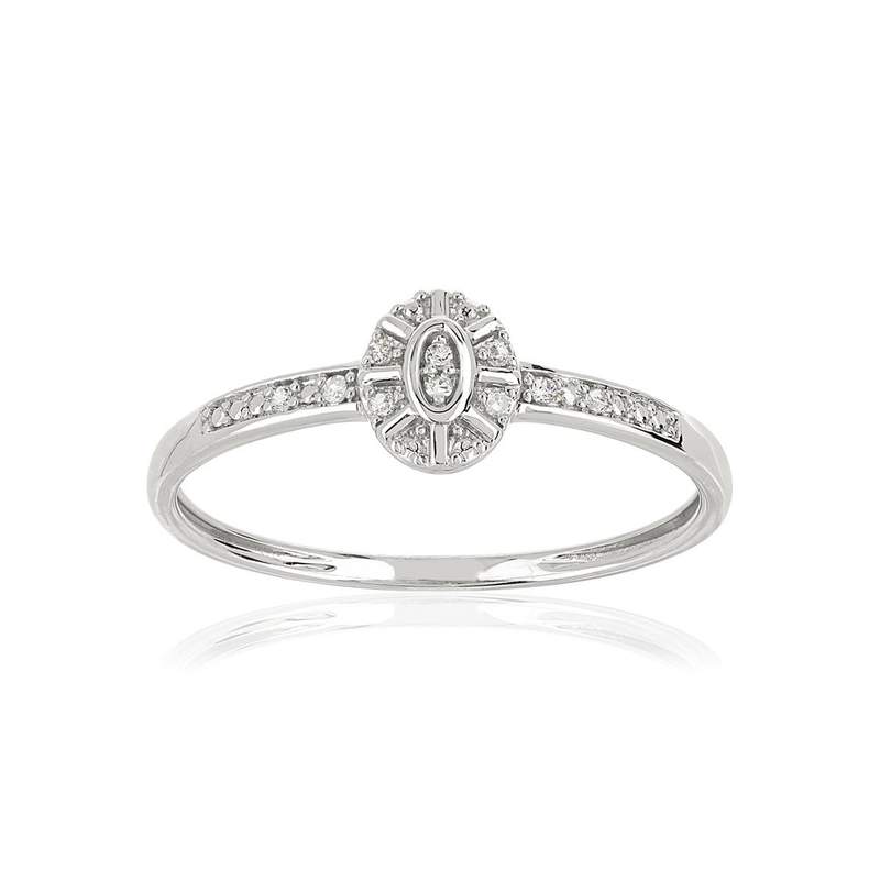 Bague or blanc 375 diamants - vue 1