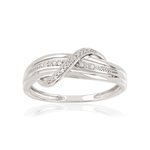 Bague or 375 blanc croisée diamants - vue 1