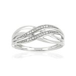 Bague or 375 blanc anneaux croisés diamants - vue 1