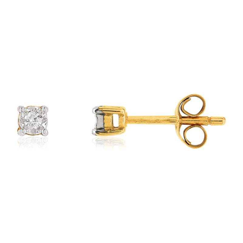 Boucles d'oreilles or 375 2 tons diamants - vue 1