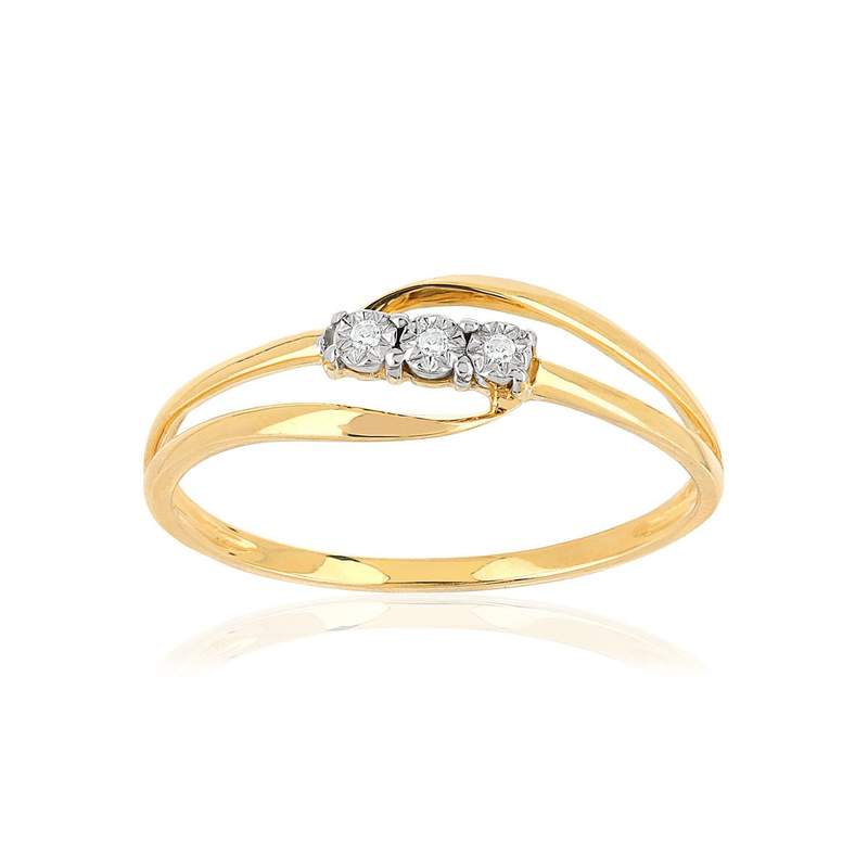 Bague or 375 2 tons ajourée diamants - vue 1