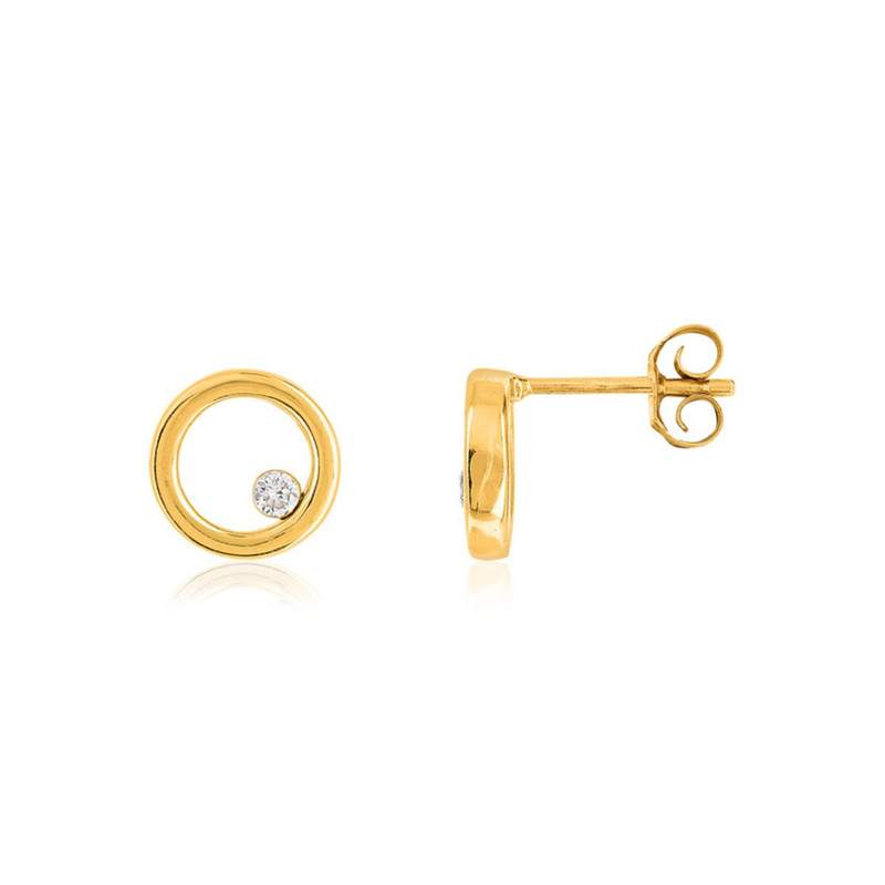 Boucles d'oreilles 2 ors 375 diamant - vue 1