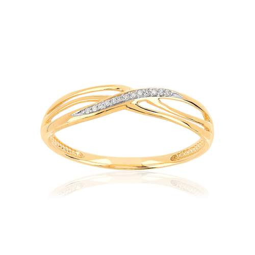 Bague or 375 2 tons diamants