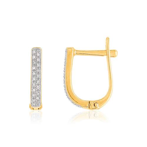 Earrings, gold 375 2-tone diamond shapes