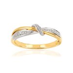 Bague or 375 2 tons anneaux entrelacés diamants - vue 1