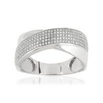 Bague or 375 blanc croisée diamants - vue 1