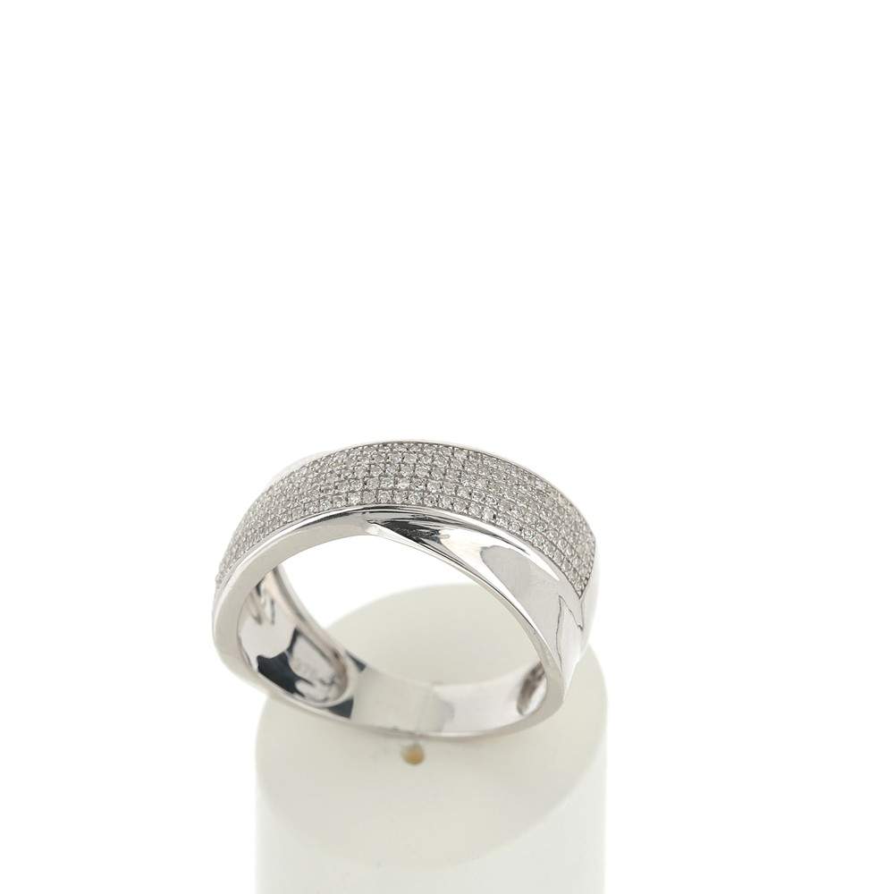 Bague or 375 blanc croisée diamants - vue 2