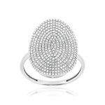 Bague or 375 blanc diamant - vue 1