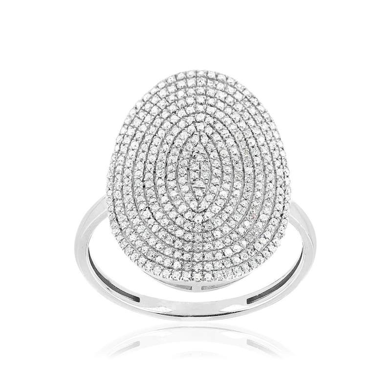 Bague or 375 blanc diamant - vue 1