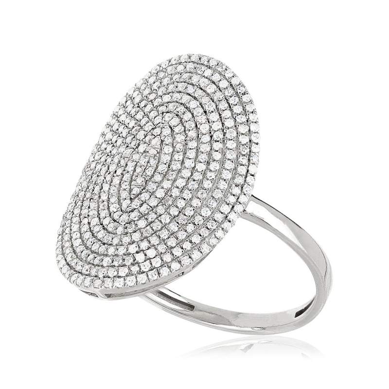 Bague or 375 blanc diamant - vue 2