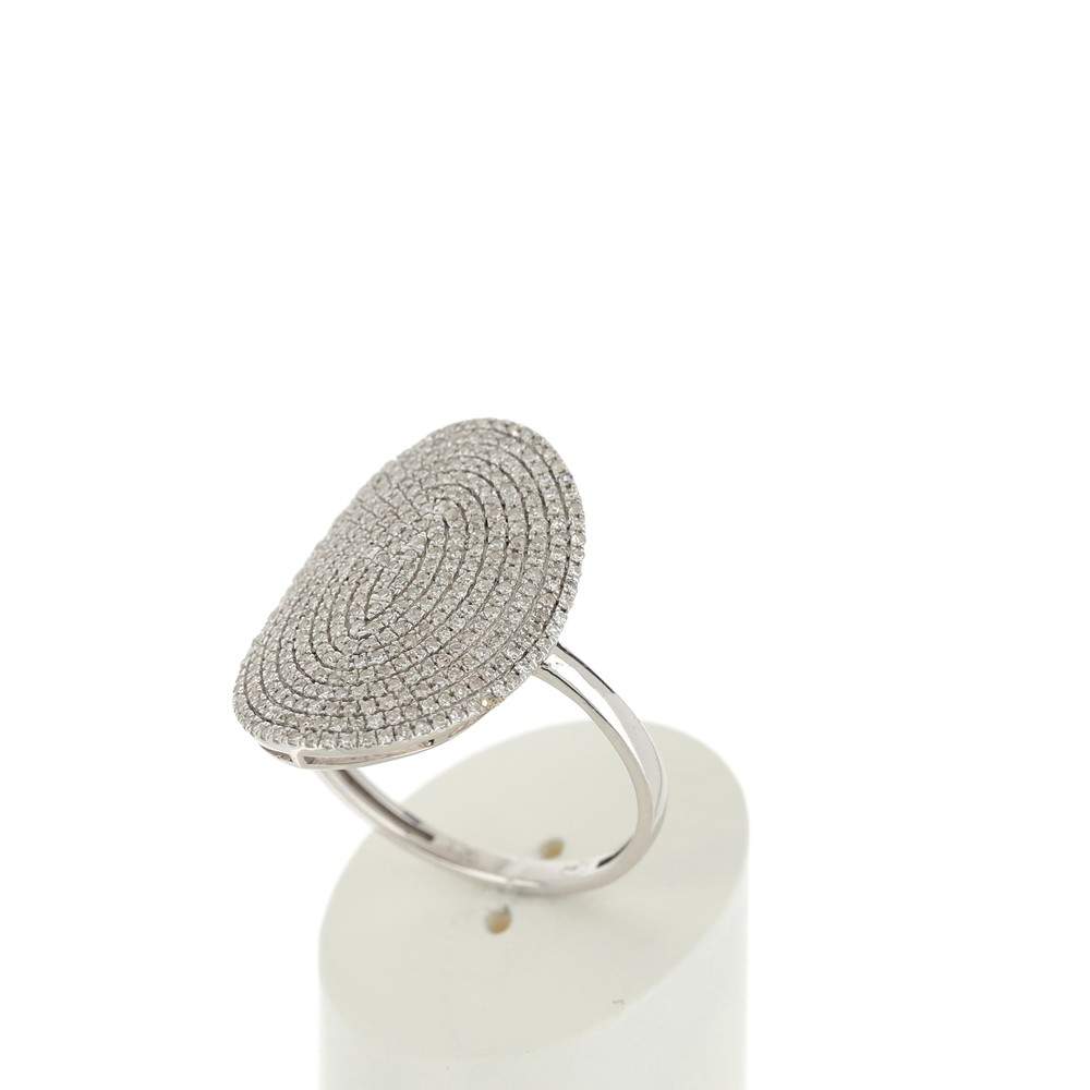 Bague or 375 blanc diamant - vue 3