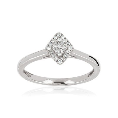 Bague or 375 blanc diamant