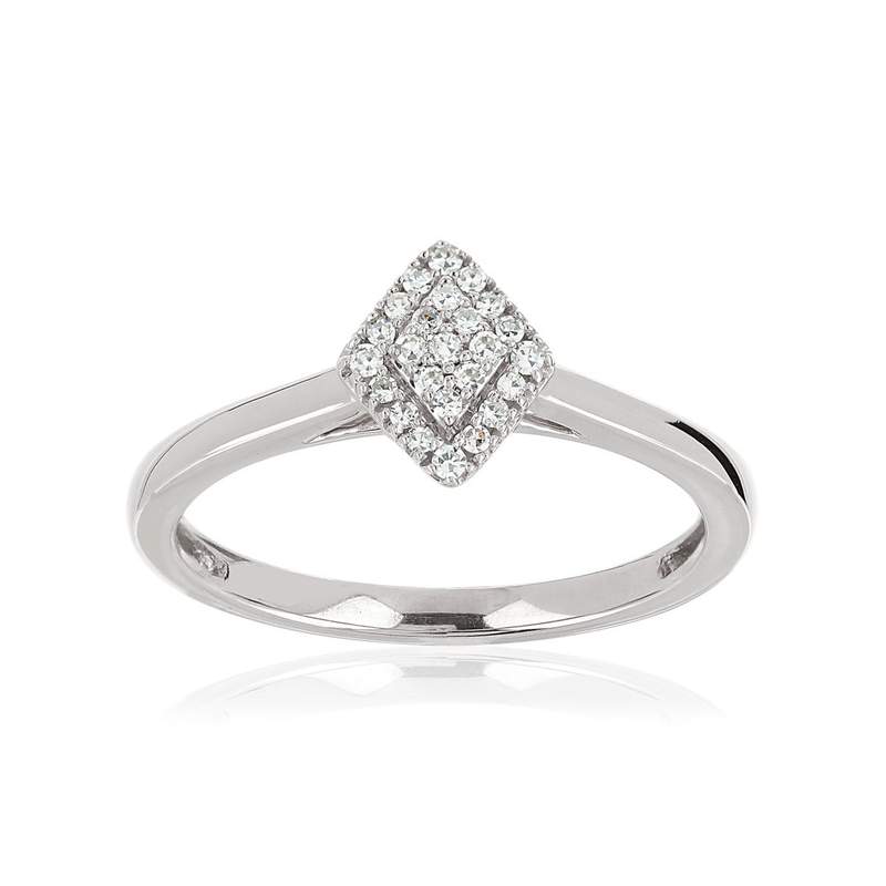 Bague or 375 blanc diamant - vue 1