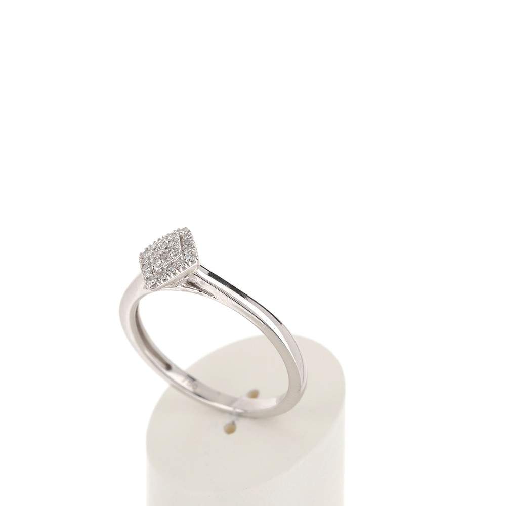 Bague or 375 blanc diamant - vue 3
