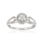 Bague or 375 blanc ajourée cercle diamants - vue 1