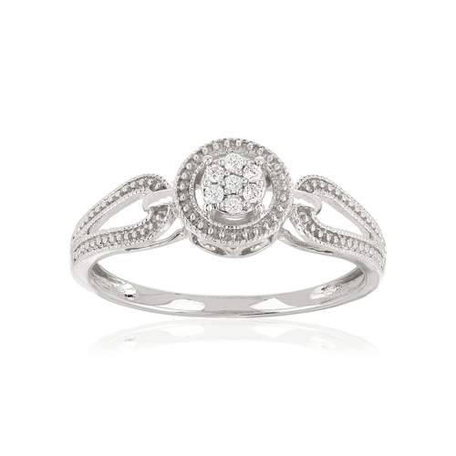 375 white gold ring with openwork diamond circle