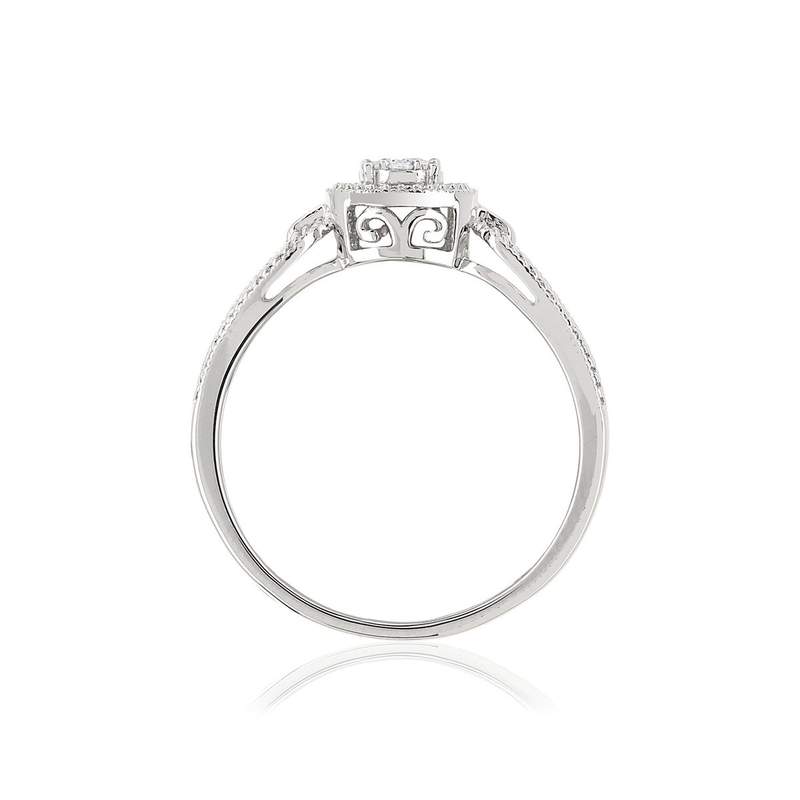 Bague or 375 blanc ajourée cercle diamants - vue 2