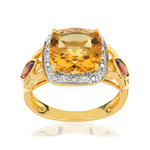 Bague or 375 2 tons pierres fines et diamants - vue 1