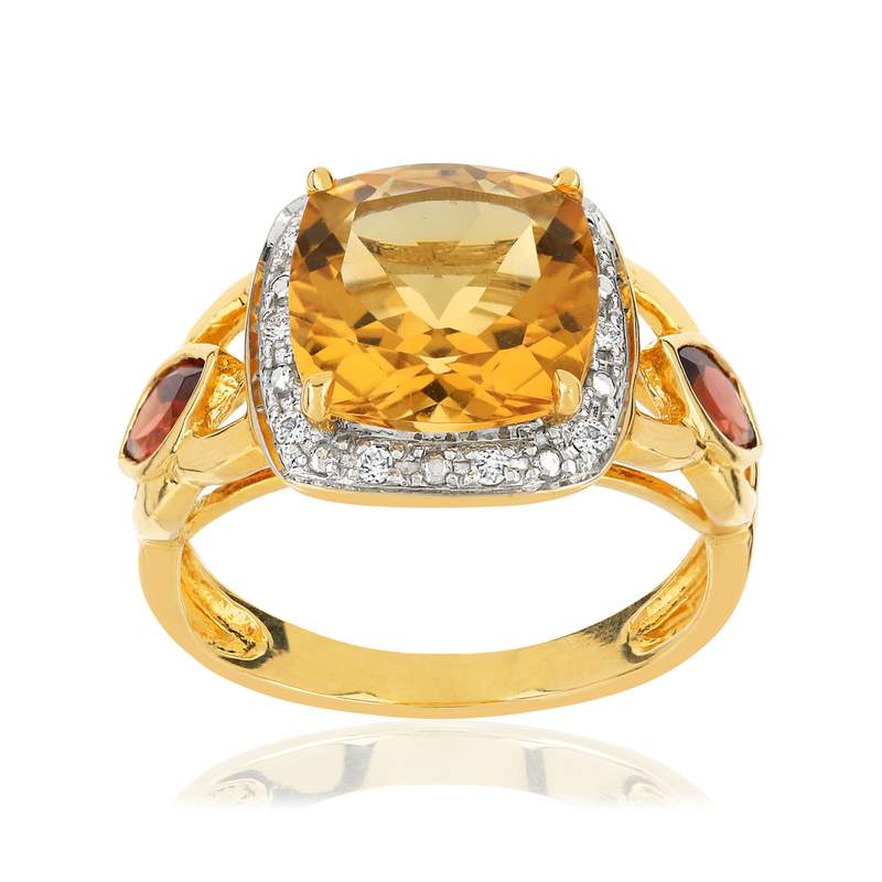 Bague or 375 2 tons pierres fines et diamants - vue 1