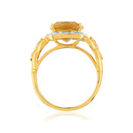 Gold ring 375 2 tones gemstones and diamonds - view 2