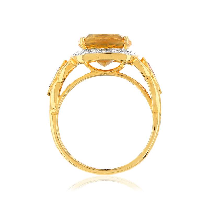 Bague or 375 2 tons pierres fines et diamants - vue 2