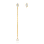 Boucles d'oreilles or 375 2 tons perle diamants - vue 1