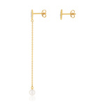 Boucles d'oreilles or 375 2 tons perle diamants - vue 2