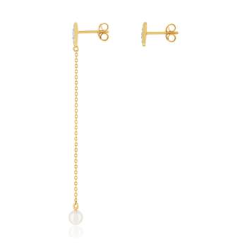 Boucles d'oreilles or 375 2 tons perle diamants