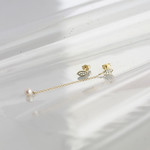 Boucles d'oreilles or 375 2 tons perle diamants - vue D3