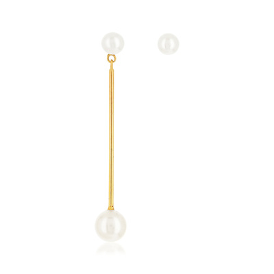 Boucles d'oreilles or jaune 375 perles de chine - vue 1