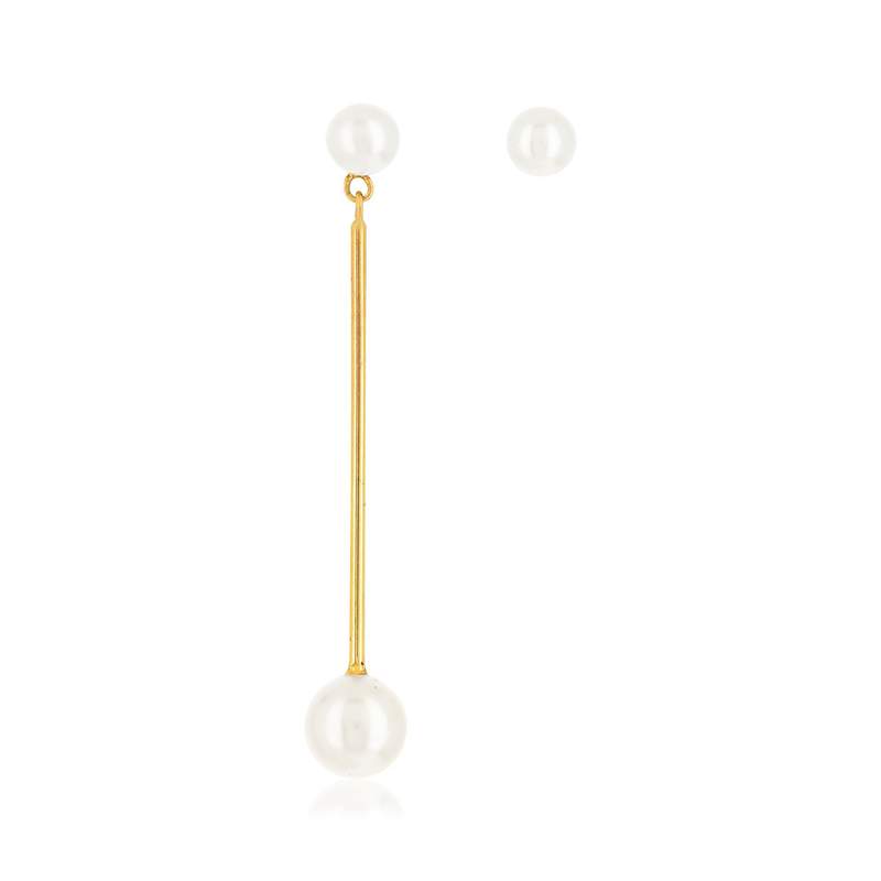 Boucles d'oreilles or jaune 375 perles de chine - vue 1