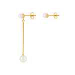 Boucles d'oreilles or jaune 375 perles de chine - vue 2