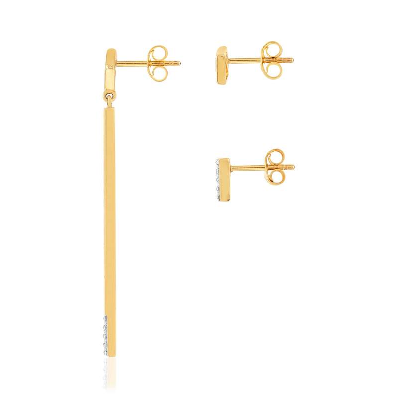 Boucles d'oreilles or jaune 375 diamants - vue 2