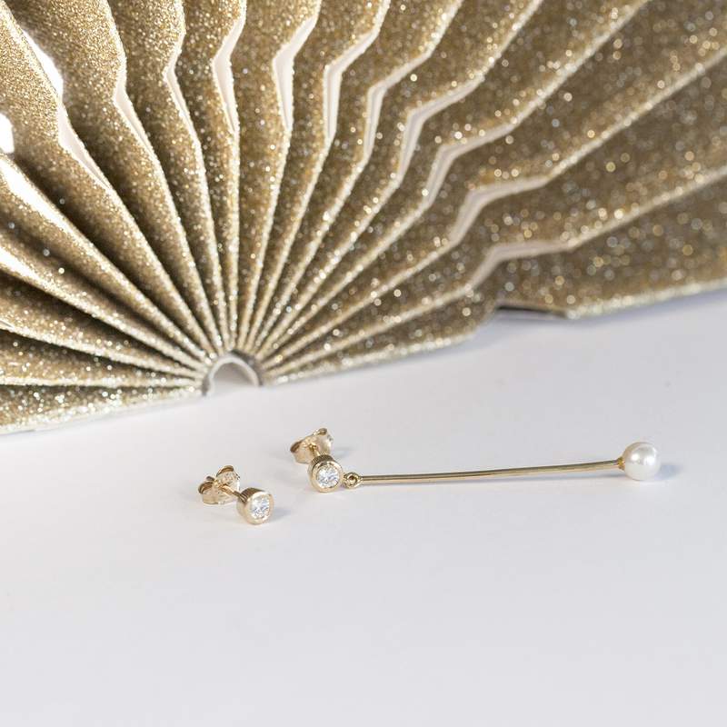 Boucles d'oreilles or jaune 375 p. chine zirconia - vue D3