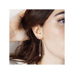 Boucles d'oreilles or 375 blanc zirconias - vue porté 2