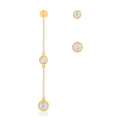 Boucles d'oreilles or jaune 375 zirconias - vue 1