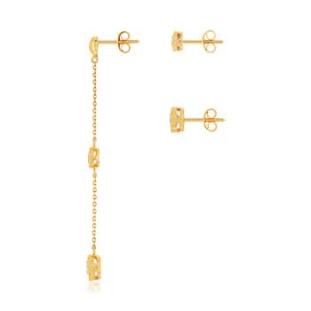 Earrings yellow gold 375 zirconias