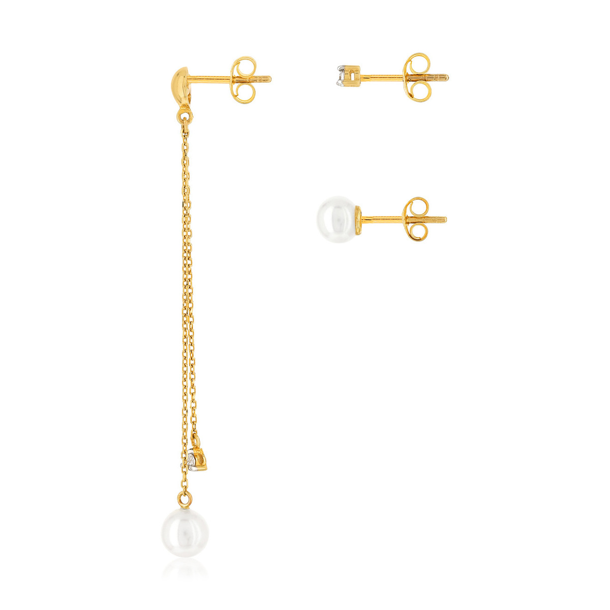 Boucles d'oreilles or jaune 375 p. chine zirconia - vue 2