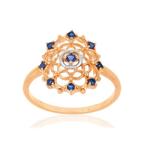 Bague or 375 2 tons saphir