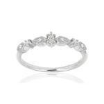 Bague or blanc 375 zirconias - vue 1