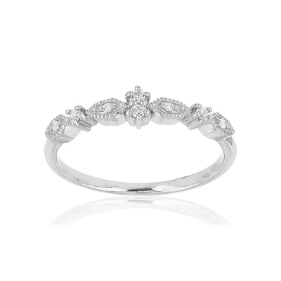 Bague or blanc 375 zirconias