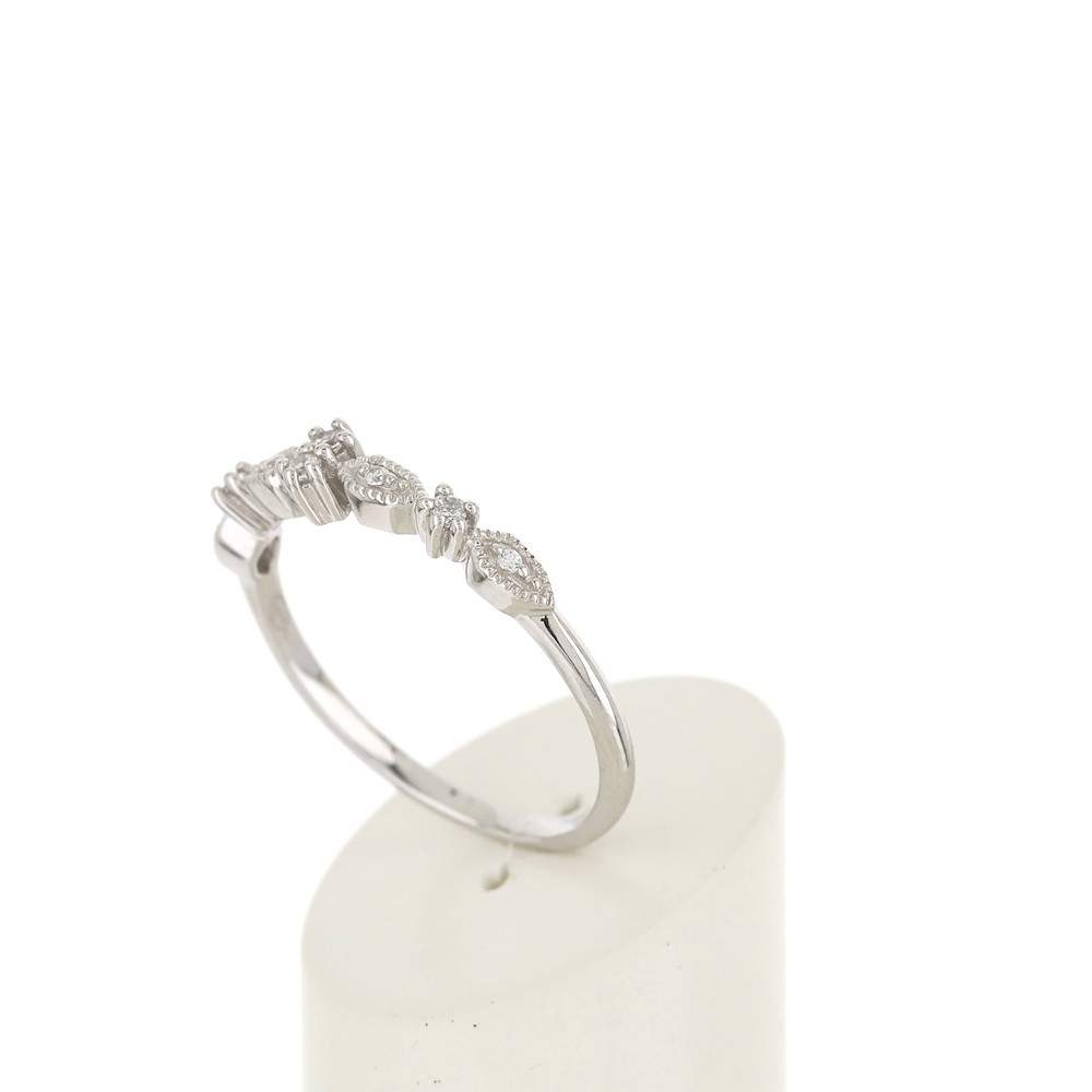 Bague or blanc 375 zirconias - vue 4
