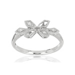 Bague or blanc 375 zirconias - vue 1