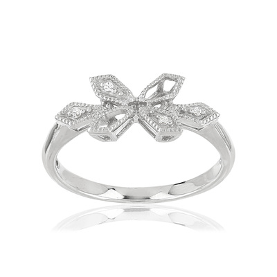 Bague or blanc 375 zirconias - vue 1