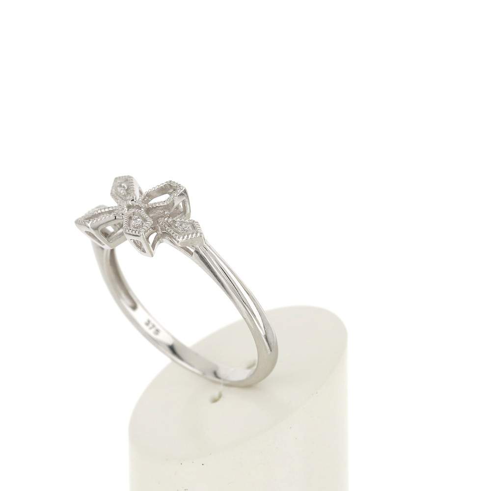 Bague or blanc 375 zirconias - vue 4