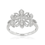 Bague or blanc 375 zirconias - vue 1