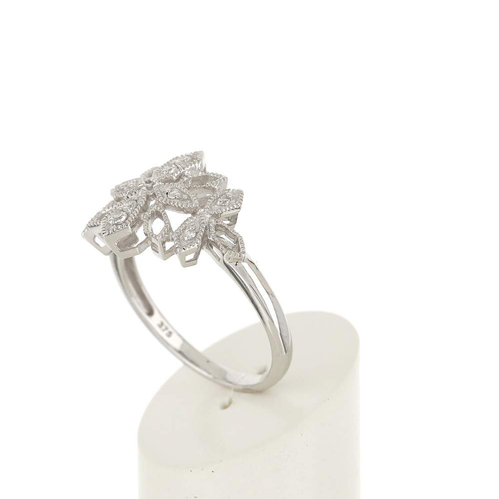 Bague or blanc 375 zirconias - vue 4